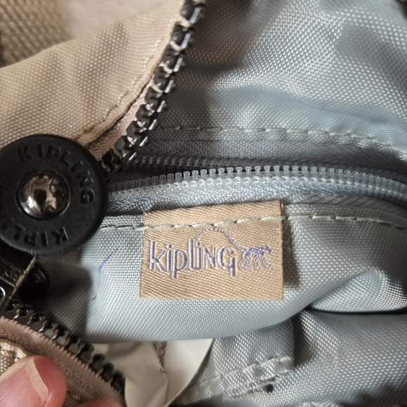 Kipling Alvar Crossbody Nylon Purse Beige W/glitter  Shoulderbag Small - Picture 9 of 12